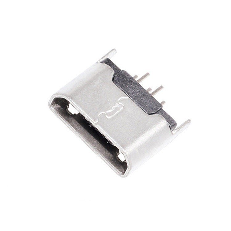 Micro USB Type B 5P Female Socket V8 Connector 180 Degree vertical DIP Mount with Curled Edge USB Connector