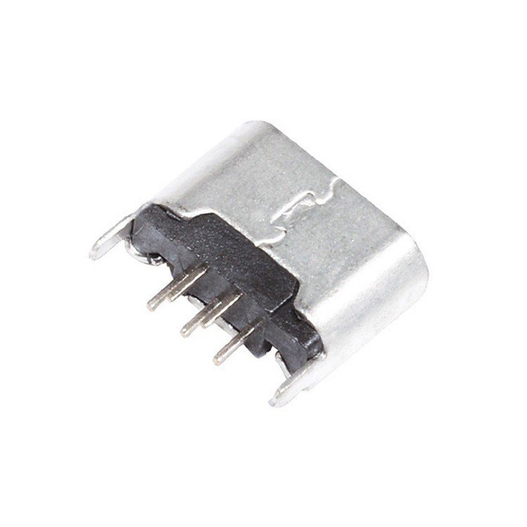 Micro USB Type B 5P Female Socket V8 Connector 180 Degree vertical DIP Mount with Curled Edge USB Connector