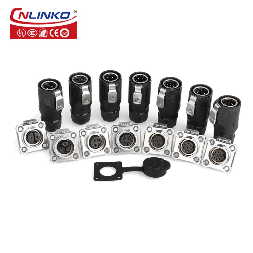 Cnlinko industrial plug ip68 power connector plastic and metal LP16 2 3 4 5 7 8 9 pin male female led waterproof wire connector