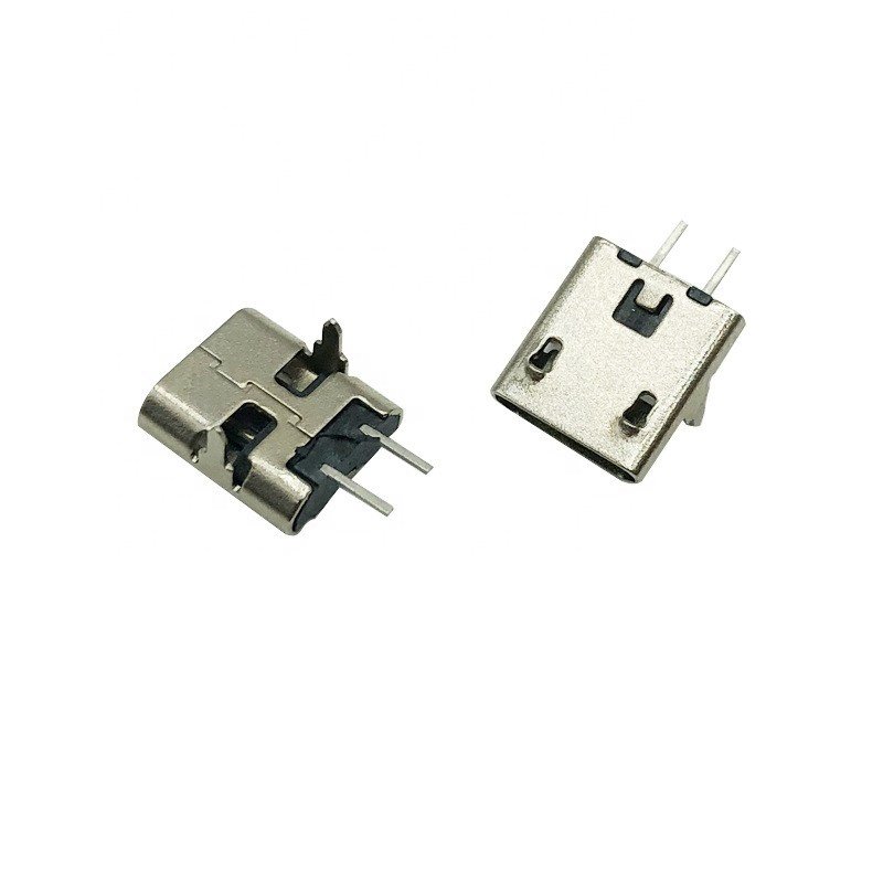 Micro USB Type B 2P Female Socket V8 Connector Gold Plated Solder Type with Pins Copper Contact for PCB Current Application