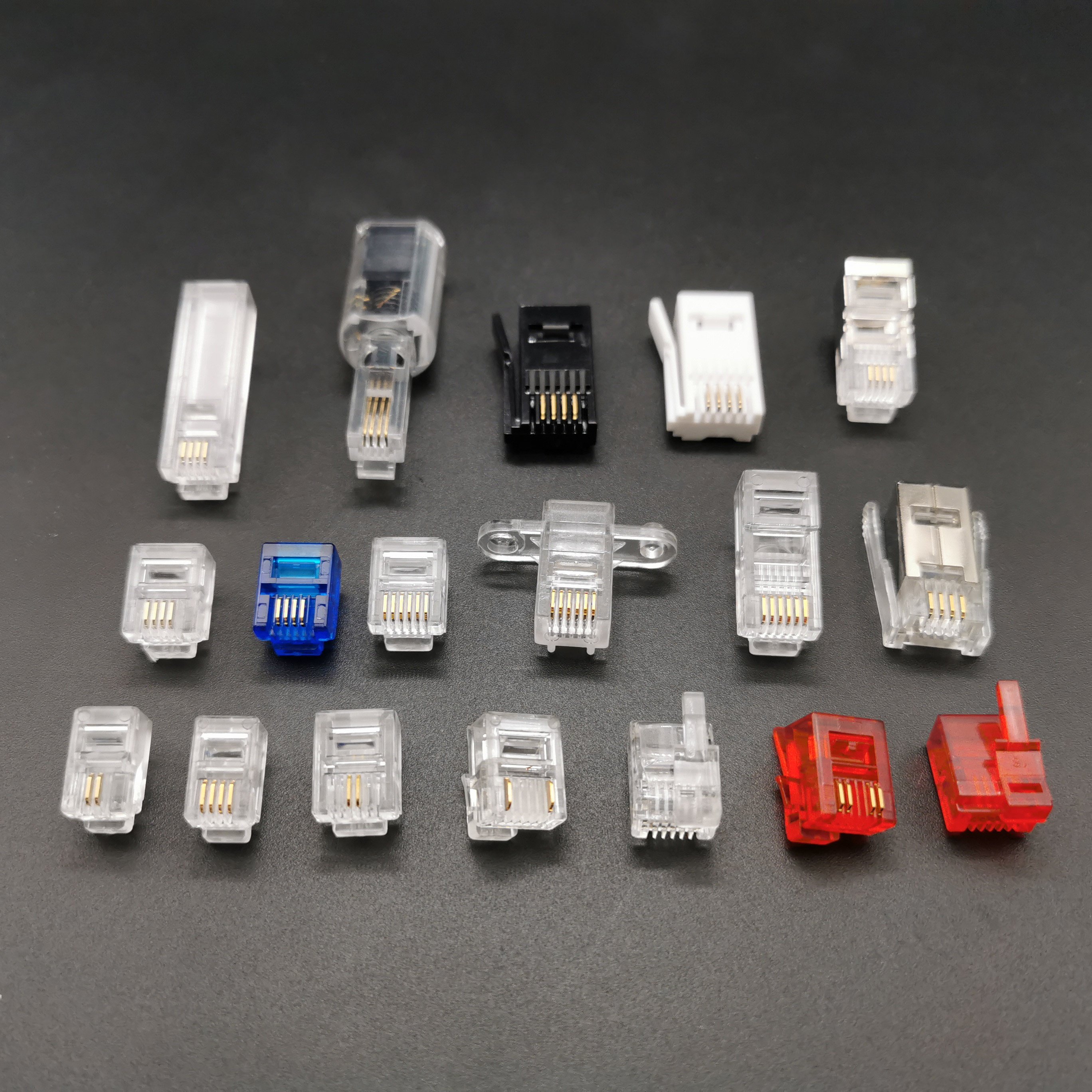 XL-518 RJ45 Shielded Connector CAT6a Cat6 Nickel plated iron shell Three Pieces