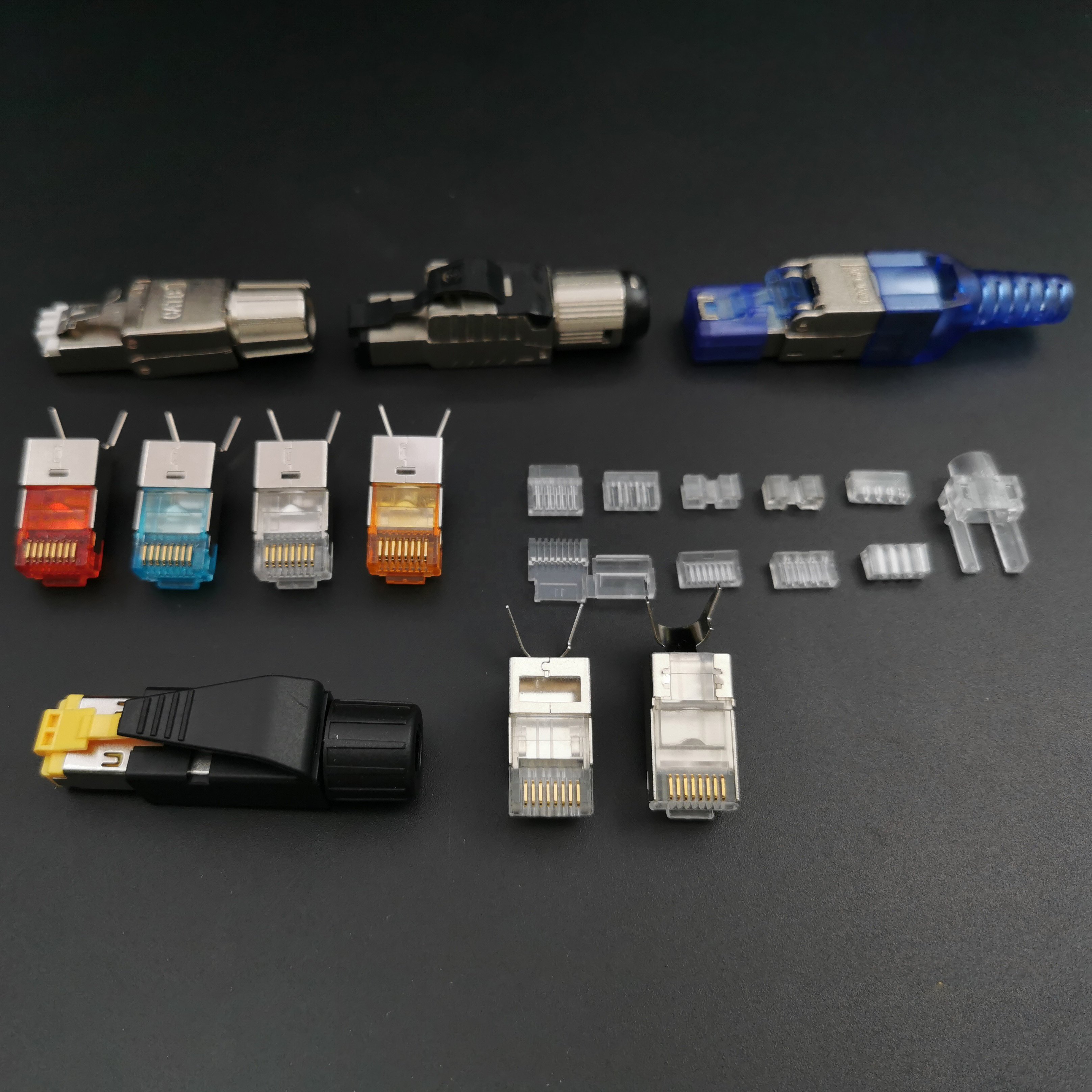 XL-518 RJ45 Shielded Connector CAT6a Cat6 Nickel plated iron shell Three Pieces