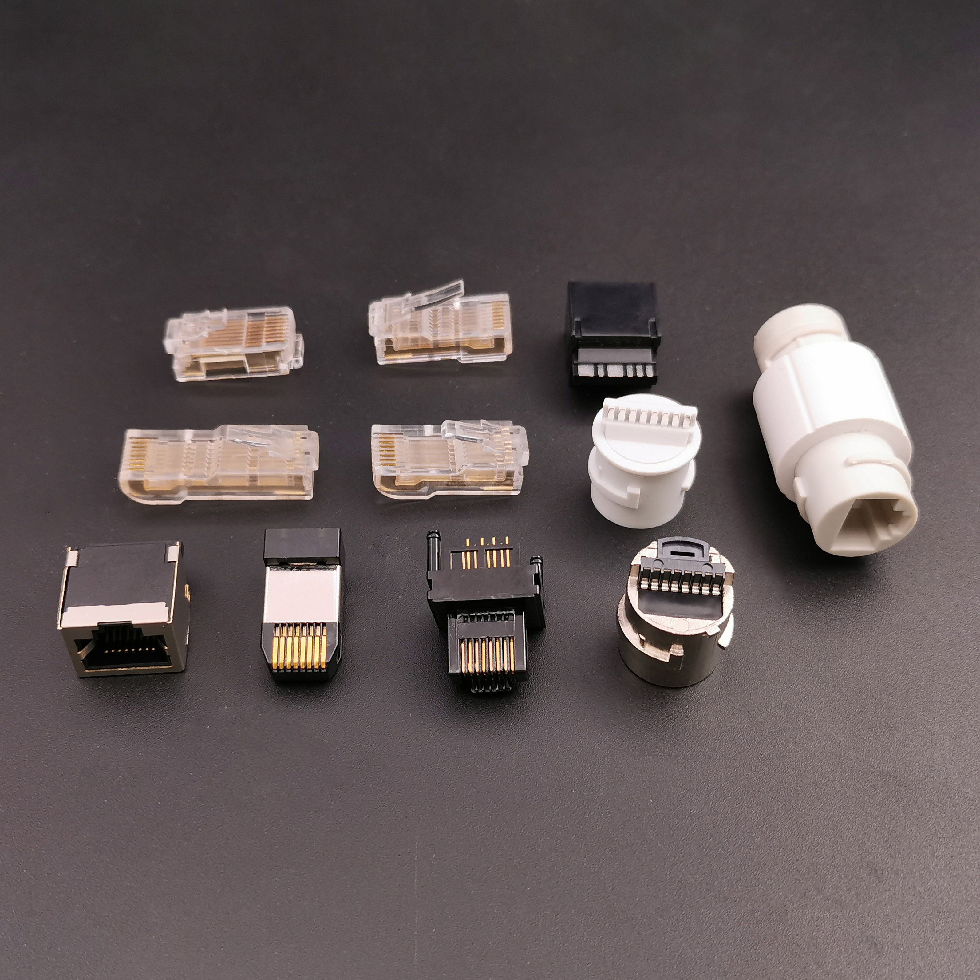 XL-518 RJ45 Shielded Connector CAT6a Cat6 Nickel plated iron shell Three Pieces