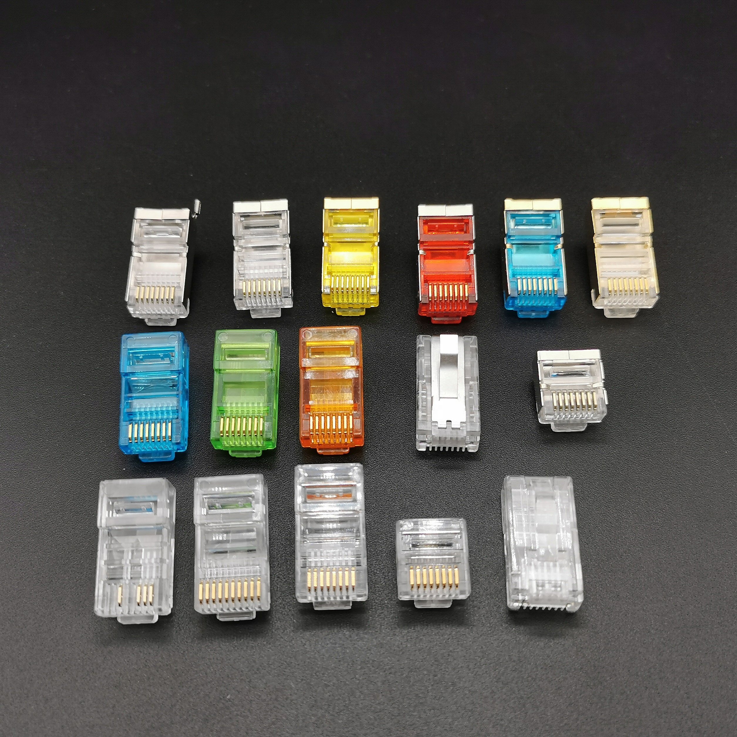 XL-518 RJ45 Shielded Connector CAT6a Cat6 Nickel plated iron shell Three Pieces