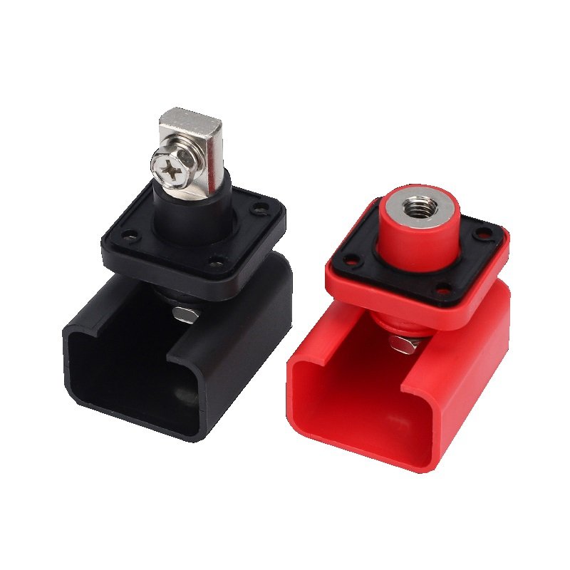 High Quality 150A Through-Wall Terminal New Energy Storage Lithium Battery Black and Red Brass Square Copper Terminal Connector