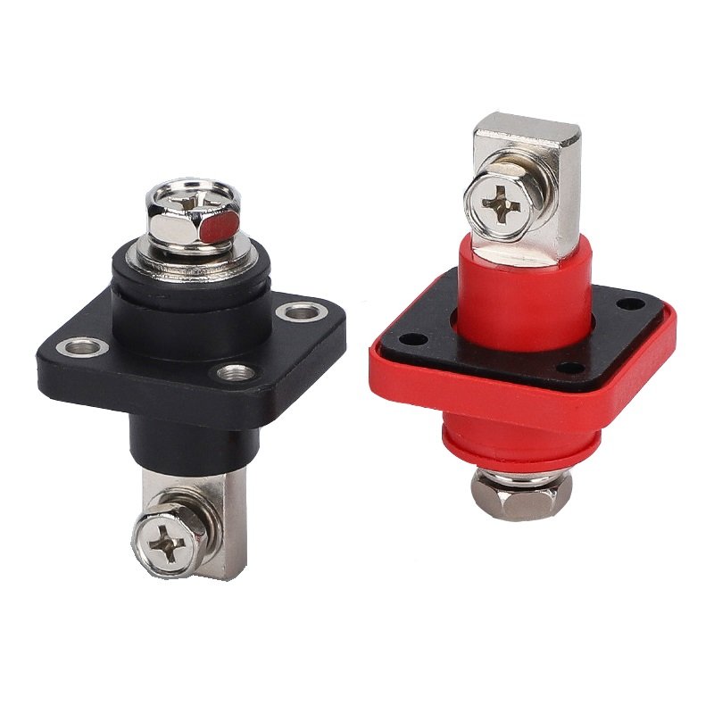 High Quality 150A Through-Wall Terminal New Energy Storage Lithium Battery Black and Red Brass Square Copper Terminal Connector