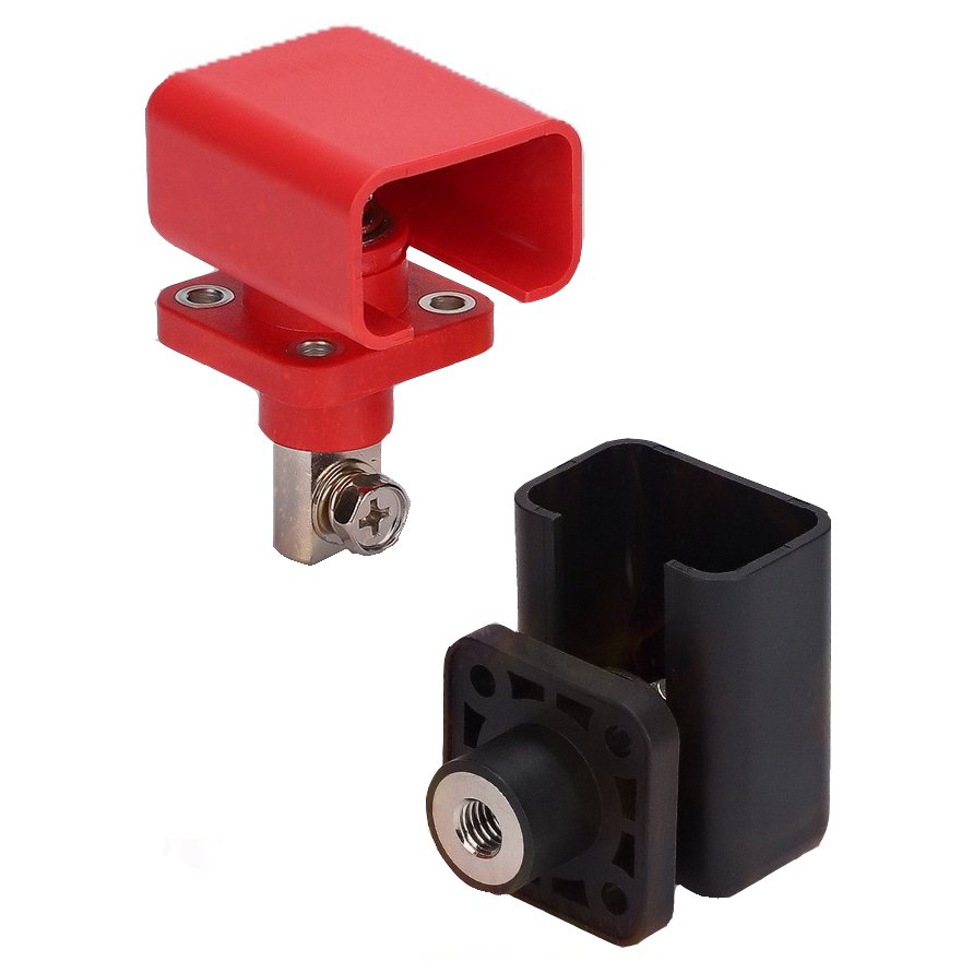 High Quality 150A Through-Wall Terminal New Energy Storage Lithium Battery Black and Red Brass Square Copper Terminal Connector
