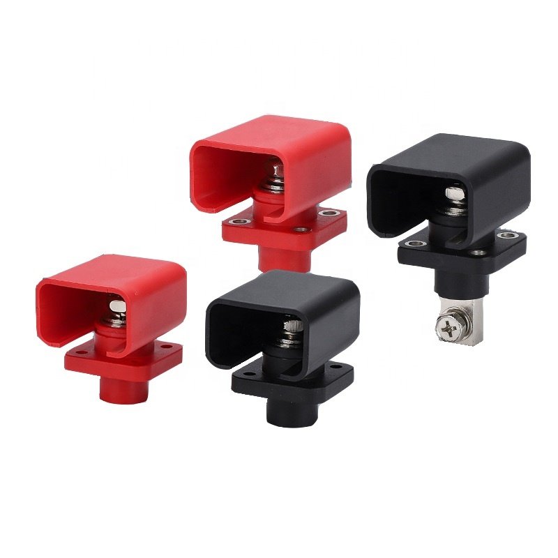 High Quality 150A Through-Wall Terminal New Energy Storage Lithium Battery Black and Red Brass Square Copper Terminal Connector