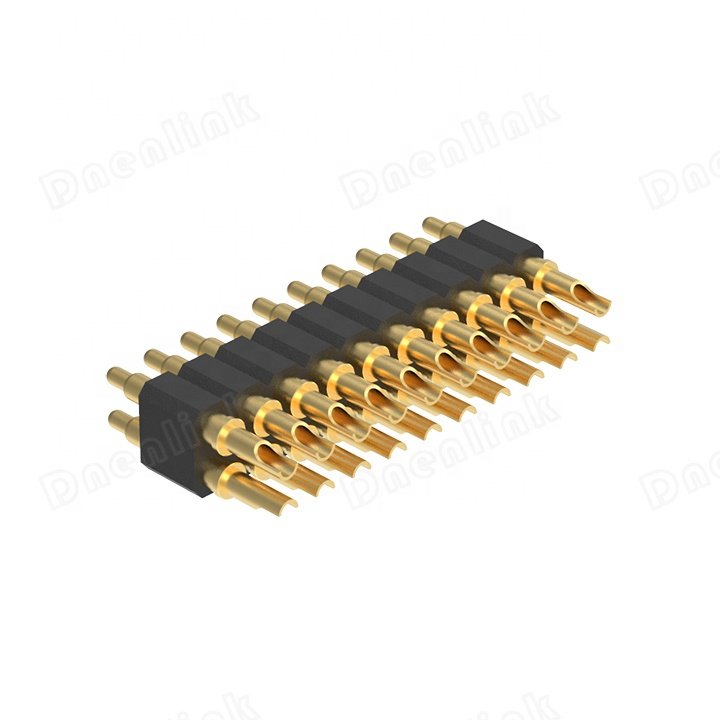 Denentech Hot sale 2.54mm H4.0mm Dual Row male plug 2 pin pogo pin socket charger connector
