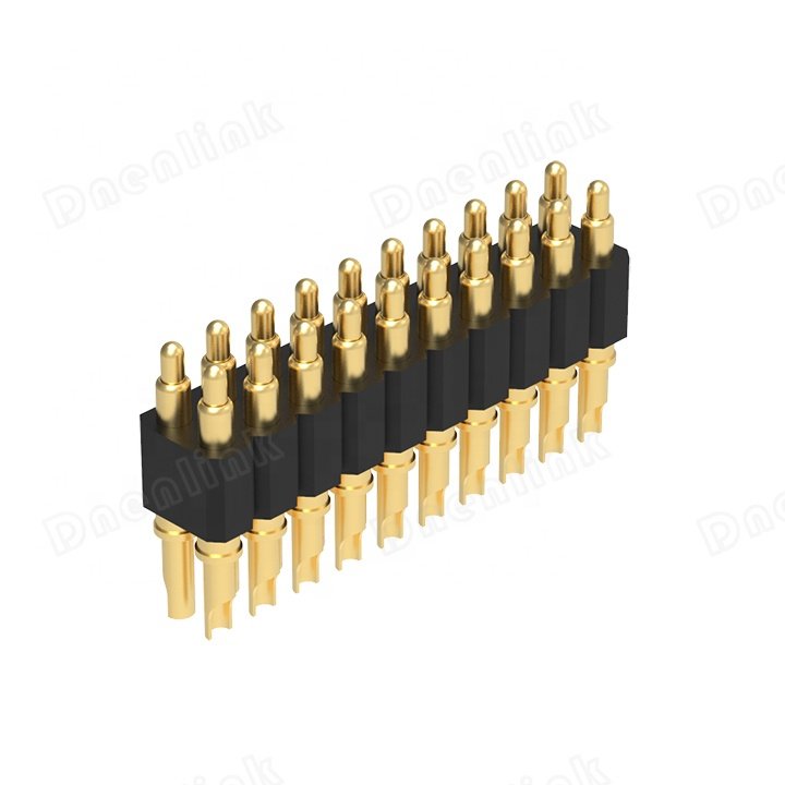 Denentech Hot sale 2.54mm H4.0mm Dual Row male plug 2 pin pogo pin socket charger connector
