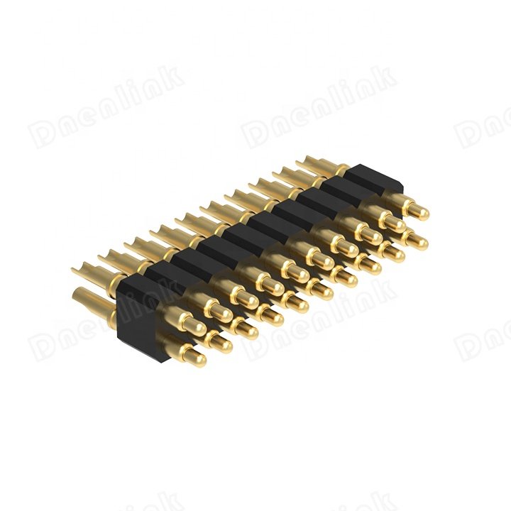 Denentech Hot sale 2.54mm H4.0mm Dual Row male plug 2 pin pogo pin socket charger connector