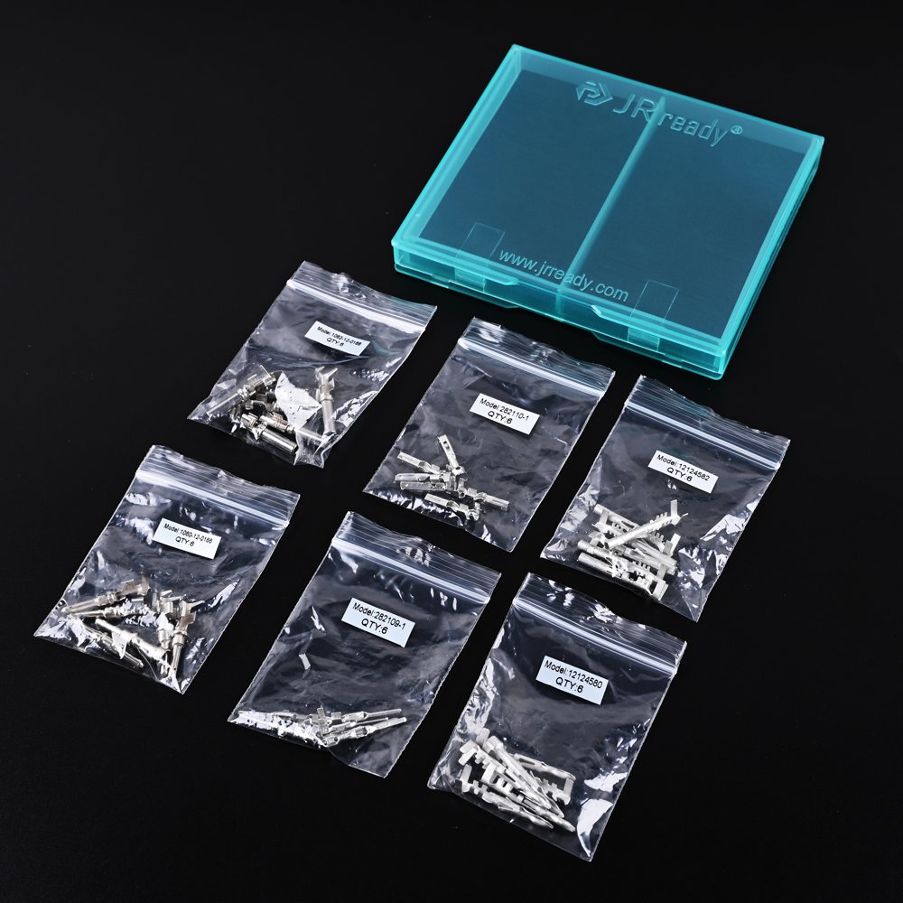 JRready Connector Kit 2 Sets 2 pin AMP Connector, 2 Sets 2 pin DTP Waterproof Car Electrical Connector 18-12AWG Terminal