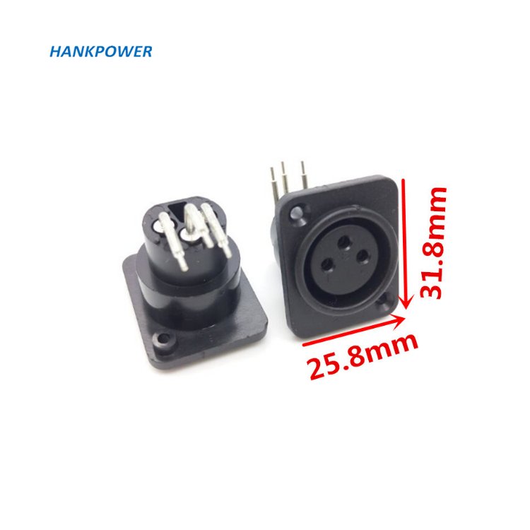 Right Angle Microphone Black Male Female 3Pin Panel Chassis Mount Socket Audio XLR Connector PCB Mount