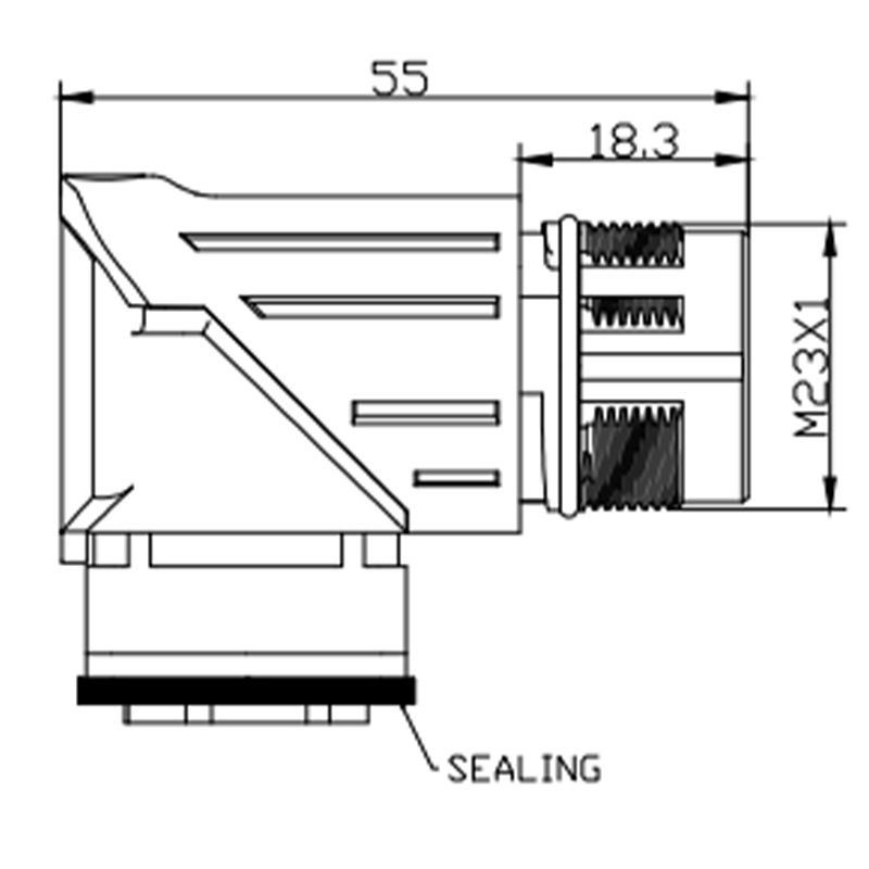 Ce Uls Approved Waterproof Ip67 Panel Mount Solder M23 Power Signal Right Angled Circular Connector For Automation