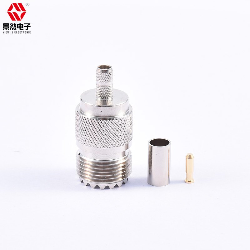 PL259 UHF connector for antenna communication crimp RG58 RG142 cable straight Nickle SO-239 jcak