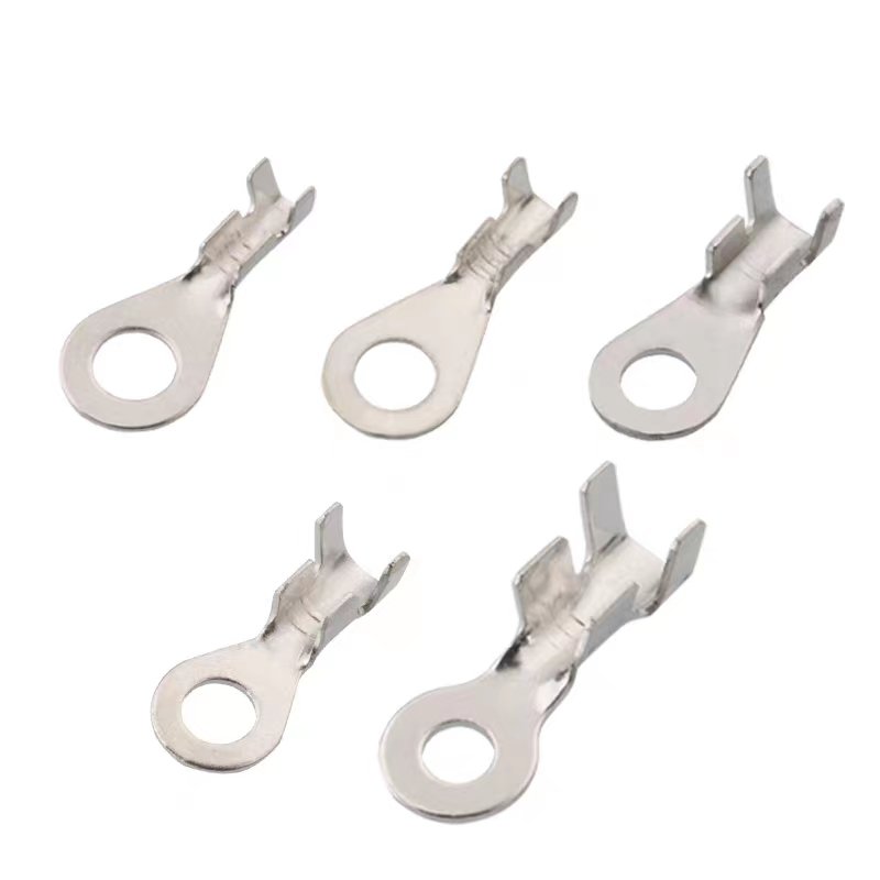 Round Bare Crimp Terminals Electrical Wire Connectors Splice Terminals Electric Plating Copper Durable Wire Terminal