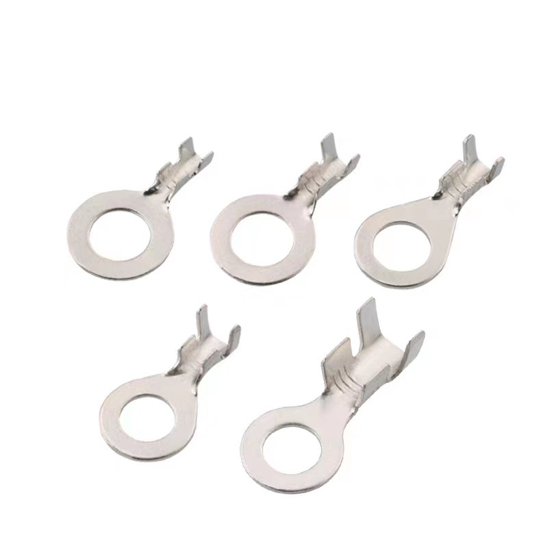 Round Bare Crimp Terminals Electrical Wire Connectors Splice Terminals Electric Plating Copper Durable Wire Terminal