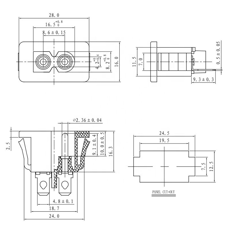 125V 5A industrial electrical 2 pin male power small socket iec c8 power connector