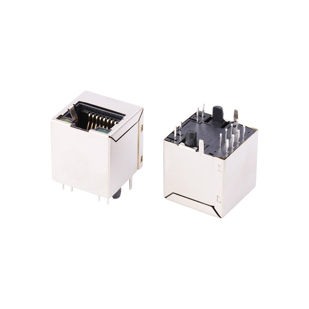 Custom Industrial Waterproof Ethernet Cat8 Rj45 Keystone Conector Jack 2 Port Magnetic 8 Pin usb-c to RJ45 Female Connector