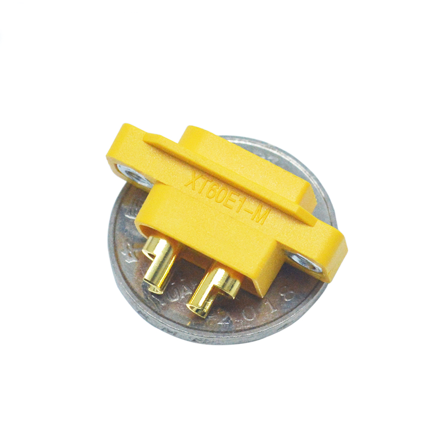 Yellow Amass XT60E XT60E1 Male Plug Connector with M2.5 holding screw for RC Models