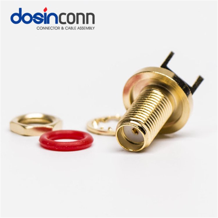 IP67 SMA Female Connector PCB Mount Straight Type 50 Ohm Waterproof With O-ring