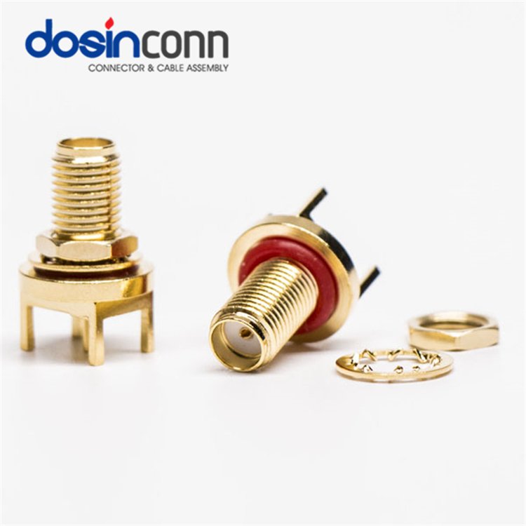 IP67 SMA Female Connector PCB Mount Straight Type 50 Ohm Waterproof With O-ring