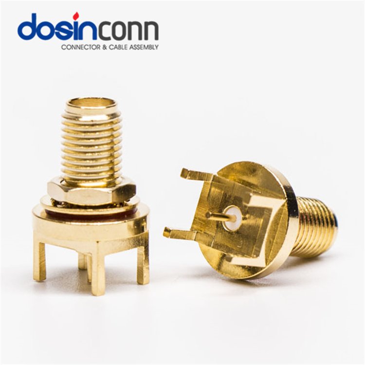 IP67 SMA Female Connector PCB Mount Straight Type 50 Ohm Waterproof With O-ring