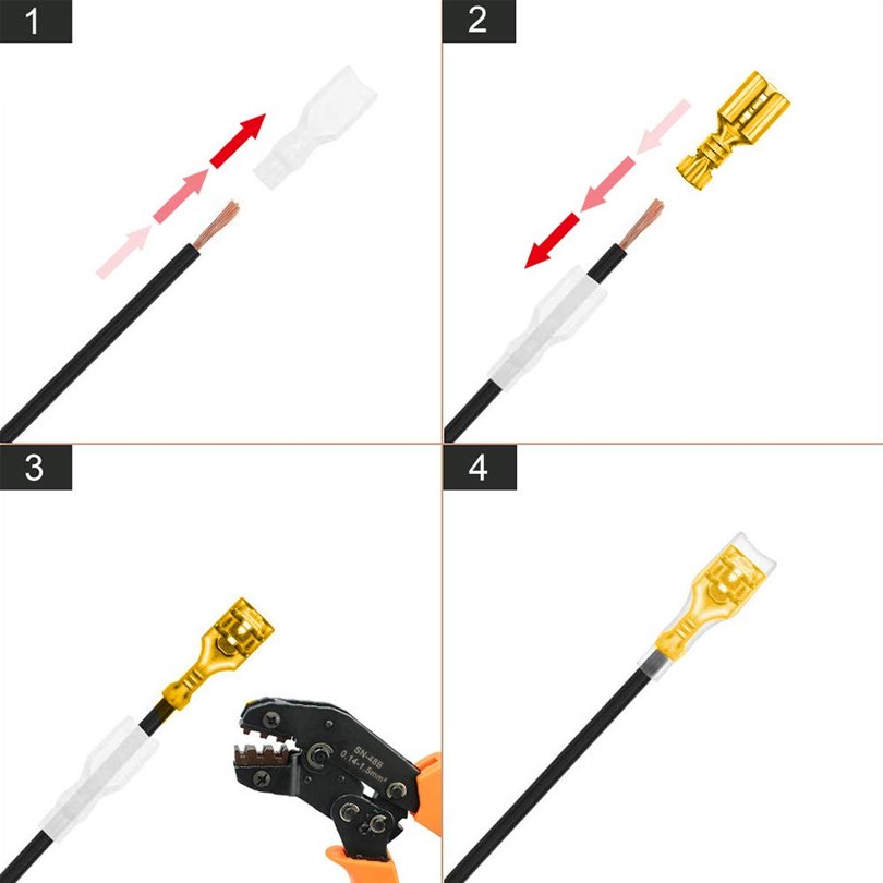 20 sets 2.8/4.8/6.3MM Female and Male Crimp Terminal Gold Brass/Silver Car Speaker Electric Wire Connector and Insulating Sheath