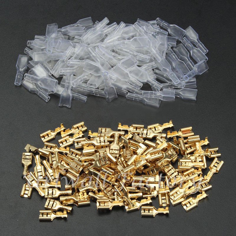 20 sets 2.8/4.8/6.3MM Female and Male Crimp Terminal Gold Brass/Silver Car Speaker Electric Wire Connector and Insulating Sheath