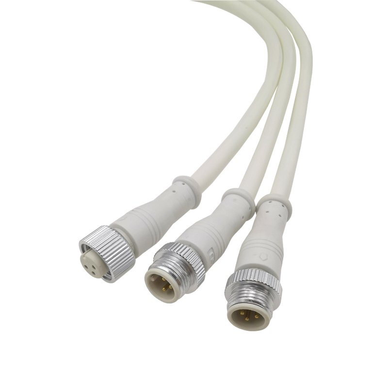 Male Female IP67 Plug M12 White PVC Nylon Waterproof Electric LED Connectors