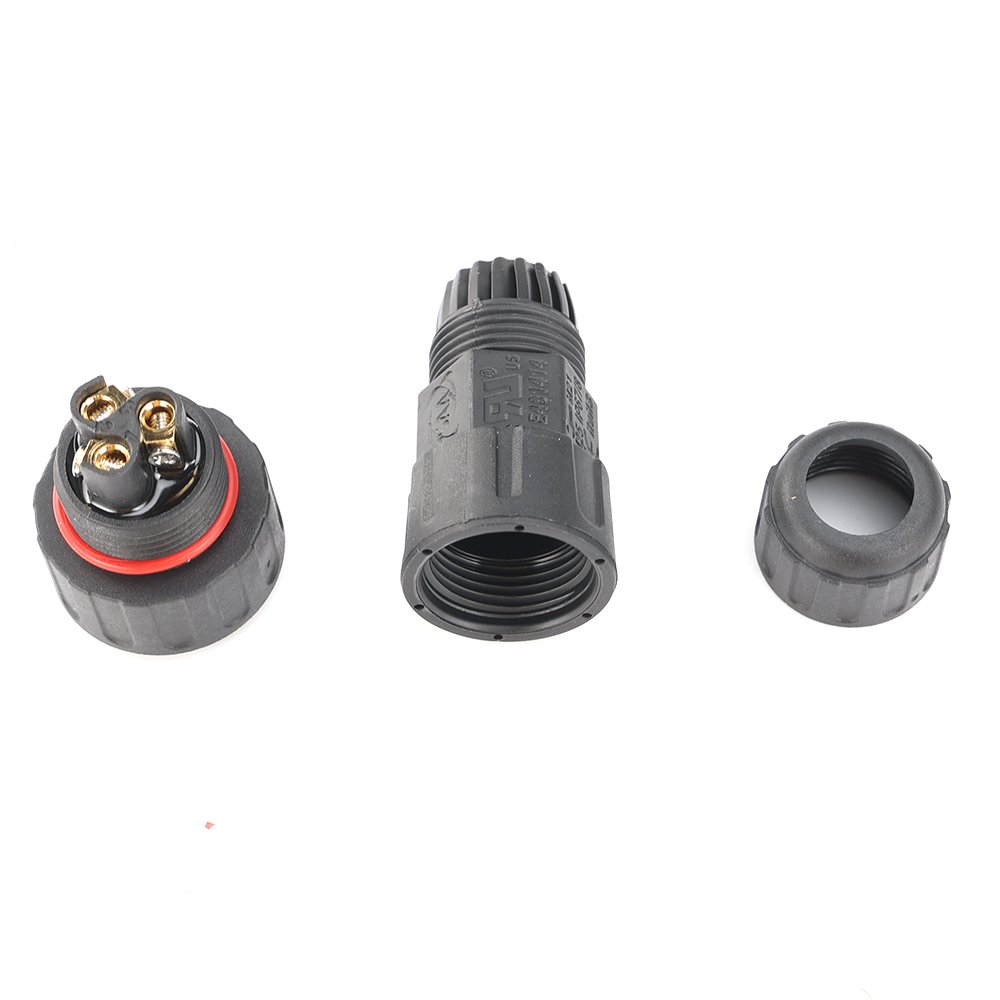 IP67 Waterproof Plastic Nylon M25 3 PIN Solderless Assembly Thread Lock Solar Power Battery Charging Male Connector Plug