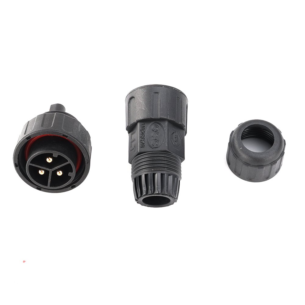 IP67 Waterproof Plastic Nylon M25 3 PIN Solderless Assembly Thread Lock Solar Power Battery Charging Male Connector Plug