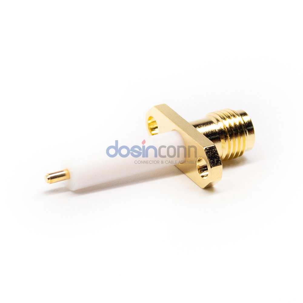 Long Insulator SMA connectors Panel Mount Jack 2-Hole Flange for PCB