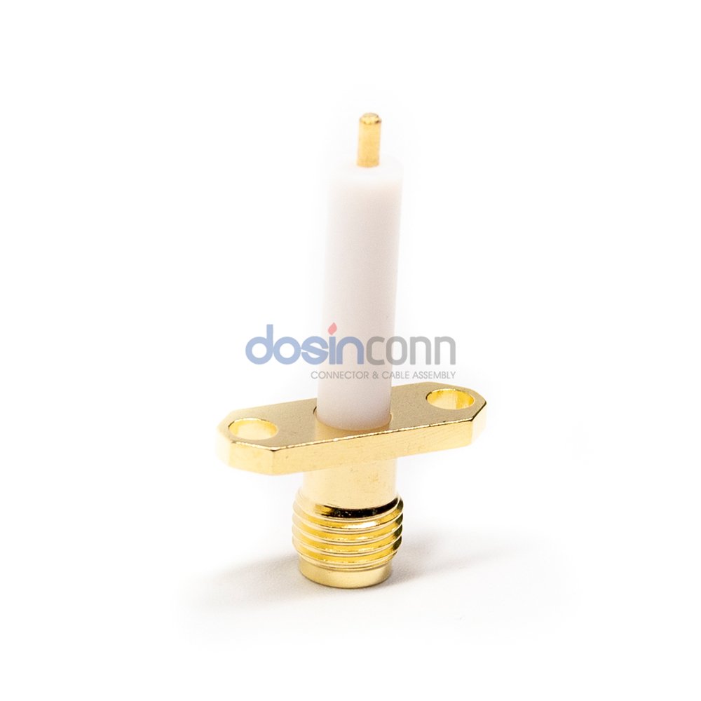 Long Insulator SMA connectors Panel Mount Jack 2-Hole Flange for PCB