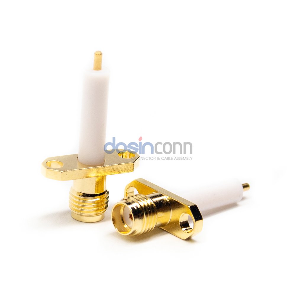 Long Insulator SMA connectors Panel Mount Jack 2-Hole Flange for PCB