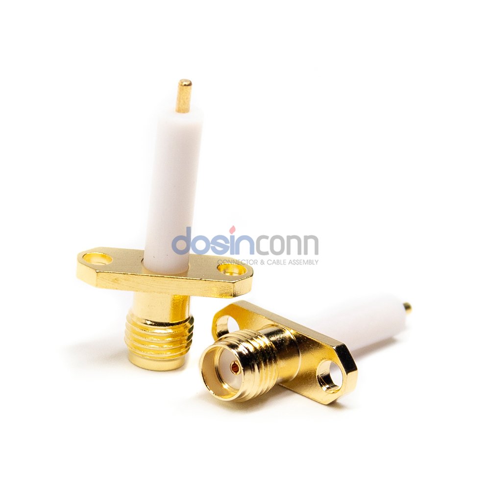 Long Insulator SMA connectors Panel Mount Jack 2-Hole Flange for PCB