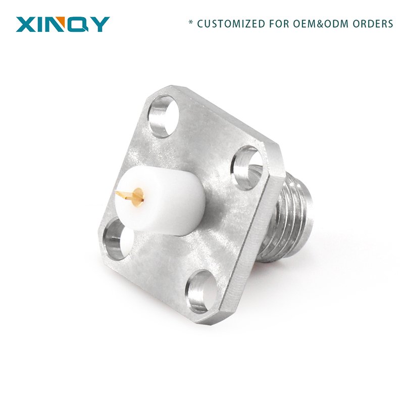 XINQY Media Wall-through SMK 50 Ohm RF Coaxial Connector 4-Hole Flange Fixing