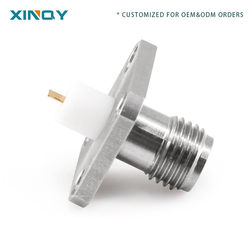 XINQY Media Wall-through SMK 50 Ohm RF Coaxial Connector 4-Hole Flange Fixing