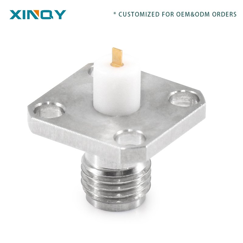 XINQY Media Wall-through SMK 50 Ohm RF Coaxial Connector 4-Hole Flange Fixing