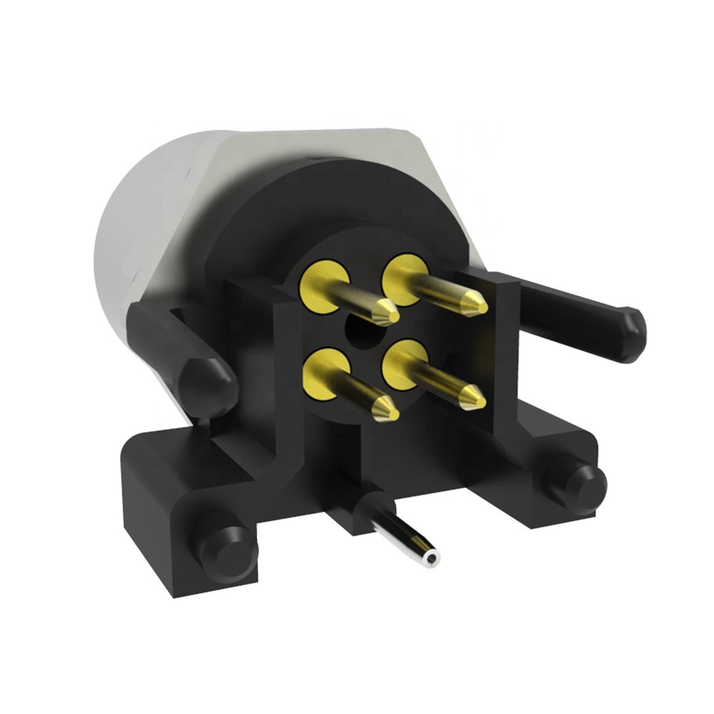 M12 shield female D-code rear panel mount PCB pin connector with plastic deck