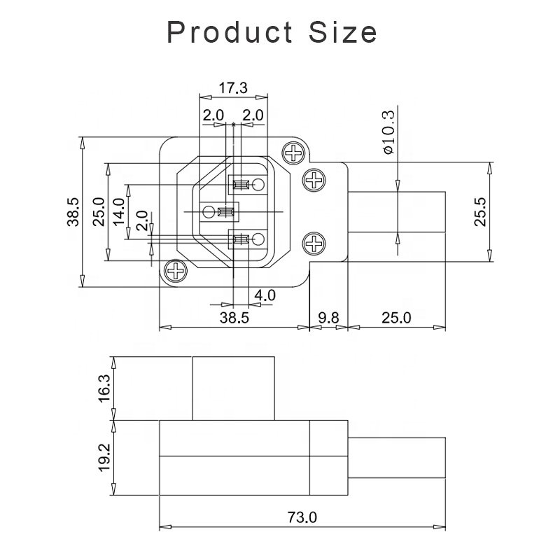 High Quality IEC 320 C14 90 Degree Angled Rewireable Connector Male Plug Adapter