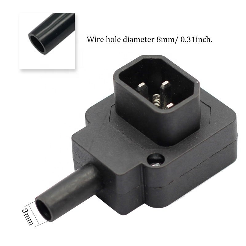 High Quality IEC 320 C14 90 Degree Angled Rewireable Connector Male Plug Adapter