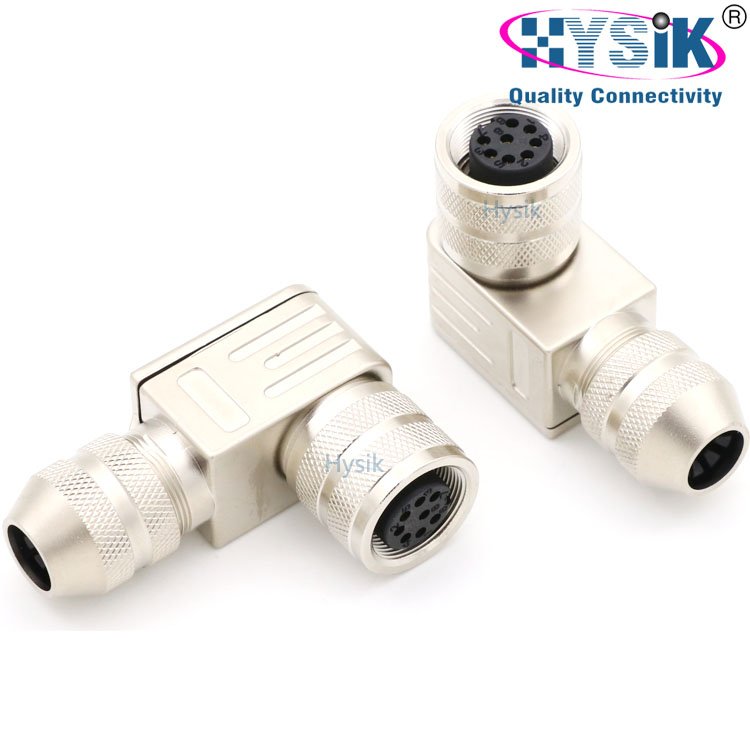 2 3 4 5 6 8 12 17 19 24 Pin M16 right angled connector IP67 waterproof connector