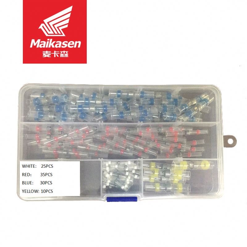 Copper 100pcs Solder Sleeve Wire Terminal Connector Kit Heat Shrink Butt Splice Lug Type Connectors