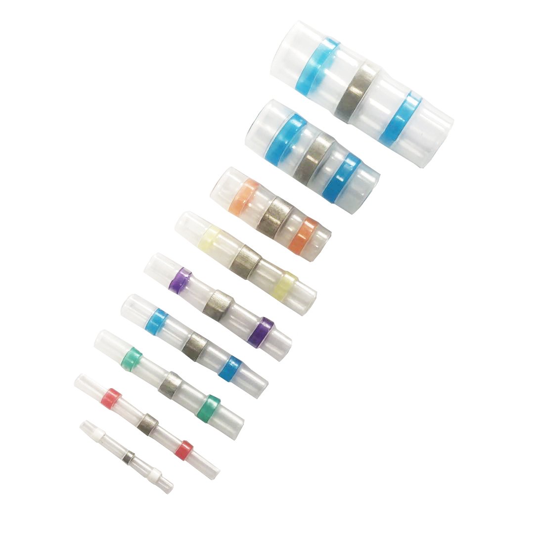 Copper 100pcs Solder Sleeve Wire Terminal Connector Kit Heat Shrink Butt Splice Lug Type Connectors