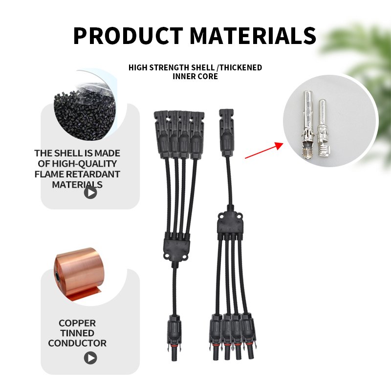 Solar Cable Parallel Connector 4 To 1 Y Branch Pv Connector For Solar System Pv Cable Adapter Cable 12 Awg 4mm2 Pv Wire