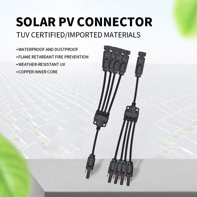 Solar Cable Parallel Connector 4 To 1 Y Branch Pv Connector For Solar System Pv Cable Adapter Cable 12 Awg 4mm2 Pv Wire