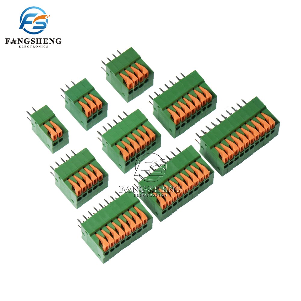 50pcs KF141V PCB Spring Terminal Block KF141-2.54mm 2/3/4/5/6/7/8/9/10/11/12 pin Terminals Connector KF141V