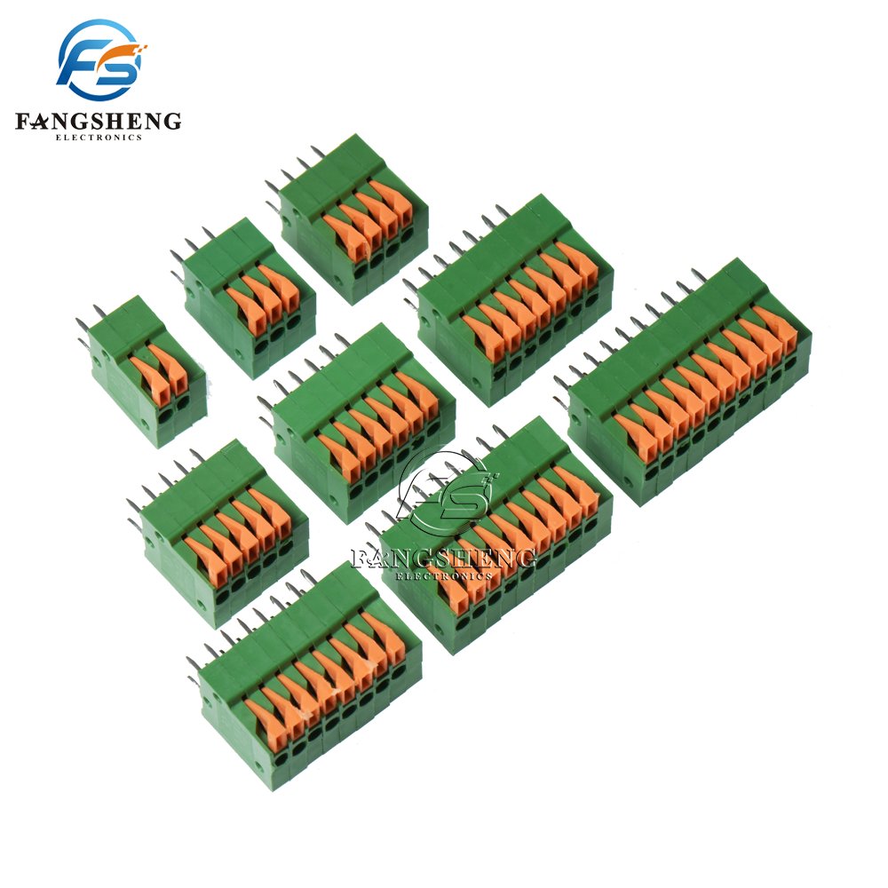 50pcs KF141V PCB Spring Terminal Block KF141-2.54mm 2/3/4/5/6/7/8/9/10/11/12 pin Terminals Connector KF141V