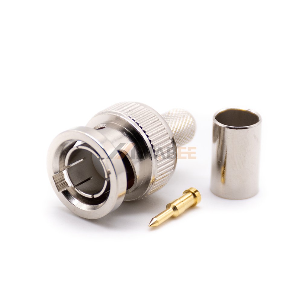 BNC Male Female Pin RF Coaxial Connector Cable Crimp 50/75 Ohm for CCTV Security Camera with RG6 RG58 RG59 RG142 LMR195